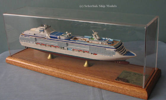 Coral Princess cruise ship model in case