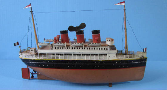  Bing, tin clockwork toy ocean liner, 15" long