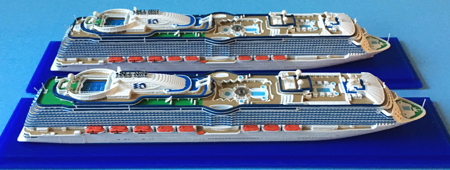 Royala dn Regal Princess cruise ship models 1250