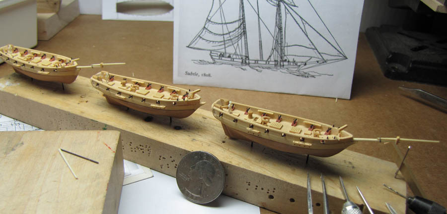  Boxwood sailng ship models in 1:384 scale
