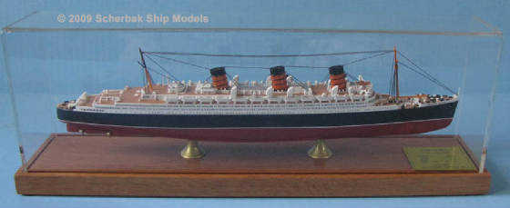Queen Mary ocean liner model encased Cunard